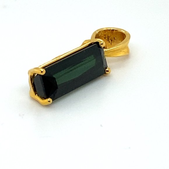 Green Tourmaline 3.10ct Solid 18K Yellow Gold Pendant - Picture 6 of 9
